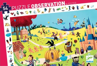 Puzzle de observare Djeco de 54 piese - Povesti si imagini ascunse