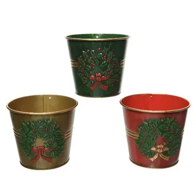 Suport pentru lumanare - Iron Bucket Wreath - Red, Gold, Green - mai multe culori