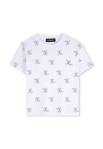 Tricou din bumbac cu imprimeu monograma - Negru stins/Alb optic