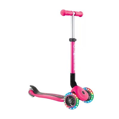 Trotineta pliabila cu 3 roti luminoase, Globber, Junior, Roz