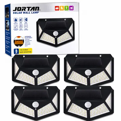 Set 4 x Lampa solara 100 LED Jortan, senzor de miscare