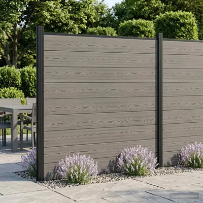 vidaXL Set de Gard 526 x 186 cm WPC și Aluminiu Gri