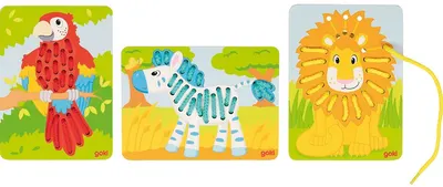 Joc de cusut Goki - Papagal, leu, zebra