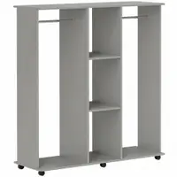 HOMCOM Dulap pentru haine, mobilier de depozitare mobil, 6 roți, 120 x 40 x 128 cm, gri | Aosom Romania