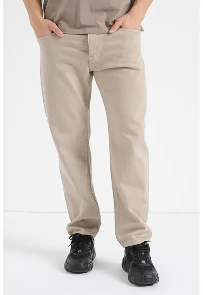 Blugi uni cu talie medie - Maro taupe deschis