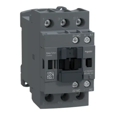 Contactor, Easy TeSys Control, LC1E, 3P(3NO), AC-3, <=440V, 38A, bobina 24V DC, contact auxiliar 1NC