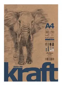 Bloc de desen Drasca Elephant - kraft, 50 foi, A4