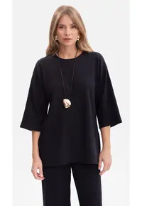 Hanorac B301 - supradimensionat - maneci 3/4 - negru - Negru