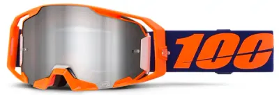 Ochelari atv cross 100% Armatic, lentila oglinda argintie, culoare rama portocaliu fluo