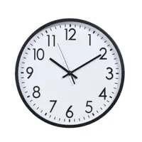 Ceas de perete alb cu cadru negru și cifre negre, 30 cm, design modern