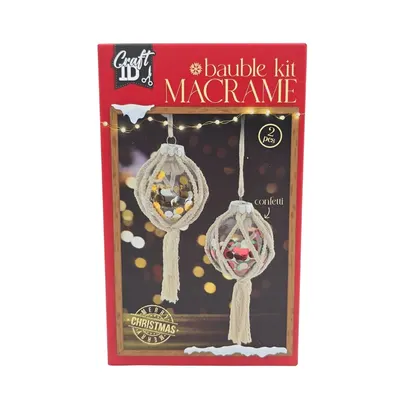 Set creativ Macramé, Craft ID, globuri decorative de Crăciun, Bauble Kit, 2 bucăți