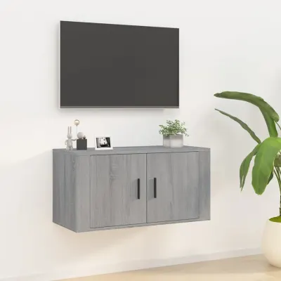 vidaXL Dulap TV montat pe perete, gri sonoma, 80x34,5x40 cm