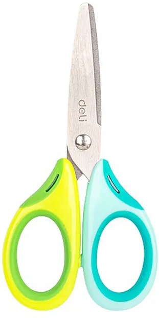 Foarfeca pentru copii Deli Comiko - E6068, 13,5 cm, manere colorate, albastru