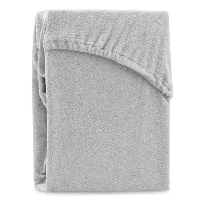 Cearceaf gri deschis din frotir cu elastic 140x200 cm Ruby – Restilo