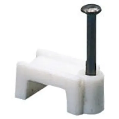 Shockproof Polymer Clips With Hardened Steel Pin - For Flat Cables Width 10 -11mm - White