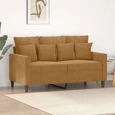 vidaXL Canapea cu 2 locuri, maro, 120 cm, catifea
