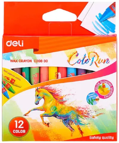 Pasteluri cu ceară Deli Colorun - EC20800, 12 culori