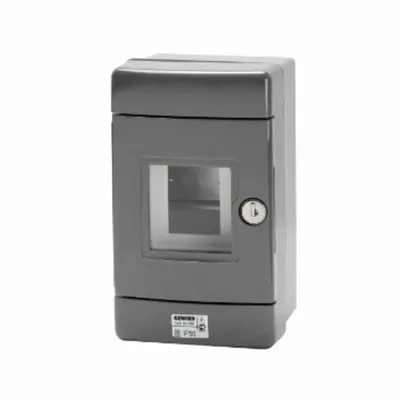 Watertight Enclosure For Emergency System With din Rail - 4 Module En50022 - Grey Ral 7035