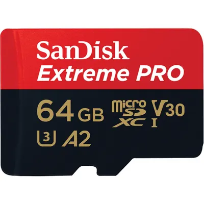 Card Memorie microSDXC SanDisk Extreme Pro, 64Gb, Clasa 10 / UHS-1 U3, Cu Adaptor SDSQXCU-064G-GN6MA
