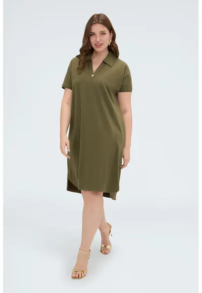 Rochie uni asimetrica - Verde masliniu