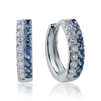 Cercei on-ear din aur alb cu safire de 0.314ct si diamante de 0.211ct