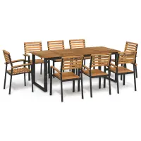 vidaXL Set mobilier de grădină, 9 piese, lemn masiv de acacia și metal