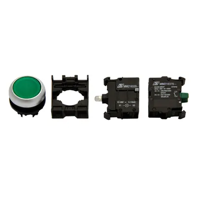 Set complet buton comanda iluminat verde 24V