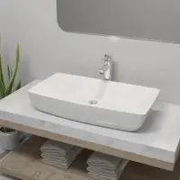 Gossi chiuveta de baie cu robinet mixer, ceramica, dreptunghiular alb