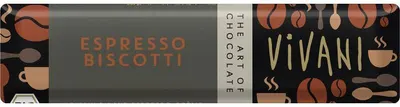 Baton de ciocolată organic cu espresso și biscuiți, 40 g, Vivani