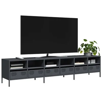 Gossi dulap tv, antracit, 202x39x43,5 cm, otel laminat la rece
