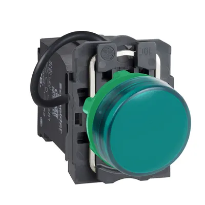 Lampa pilot monolit verde obiectiv plan Ø22 cu LED 440 - 460V