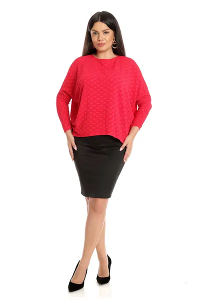 Bluza chimono CI22084 rosu insertie model, Cesy | marimea S