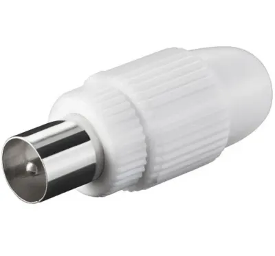 Conector tata pentru antena TV (coaxial) alb 75 Ohm