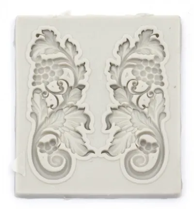 Mold de silicon (formă) Em Art -Ornamente cu viță de vie, 70 x 77 x 5 mm