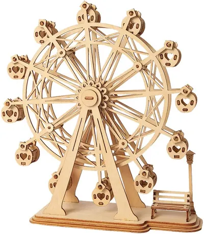 Puzzle 3D din lemn Robo Time din 120 de piese - Roata Ferris