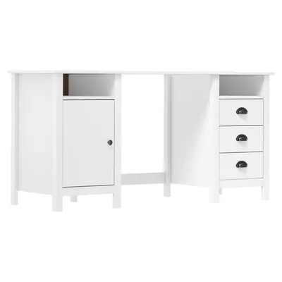 vidaXL Birou Hill, alb, 150x50x74 cm, lemn masiv de pin