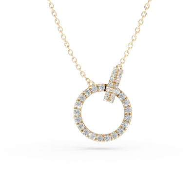 Lant cu pandantiv geometric din aur galben cu diamante de 0.79ct
