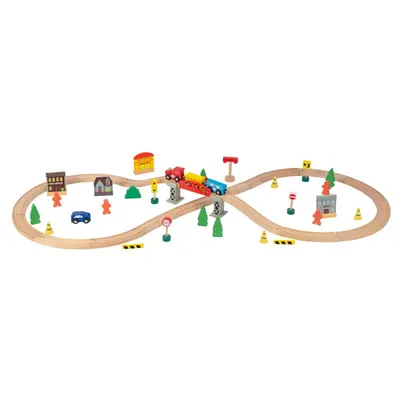 Set tren cu sina si accesorii din lemn Felyx Toys 61 piese