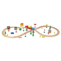 Set tren cu sina si accesorii din lemn Felyx Toys 61 piese