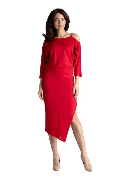 Rochie midi dama Belalon K479 rosie - Rosu stins