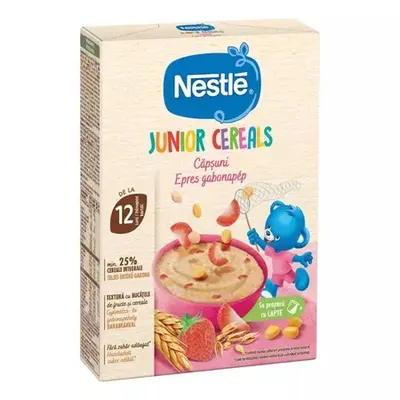 Cereale Nestle Junior cu Capsuni +12 Luni, Fara Zahar, 200g