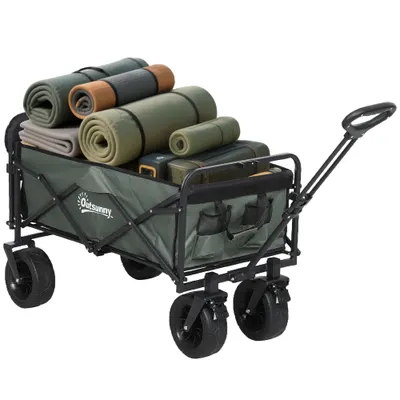 Cărucior pliabil Outsunny 95L, verde, 125x48x78-102cm