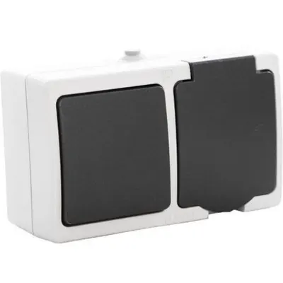 Priza simpla cu intrerupator Starke ST00242, aparent gri