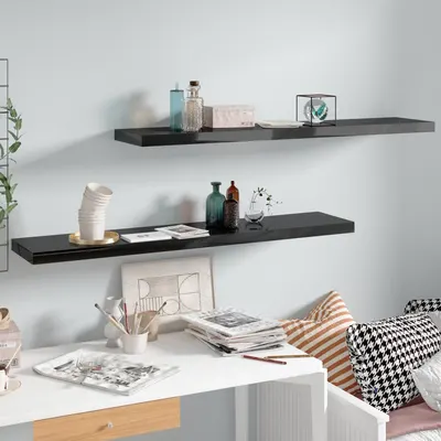 Gossi rafturi de perete, 2 buc. negru extralucios 120x23,5x3,8 cm mdf