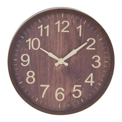 Ceas decorativ de perete, cu aspect de lemn, culoare maro, 30 cm, design modern
