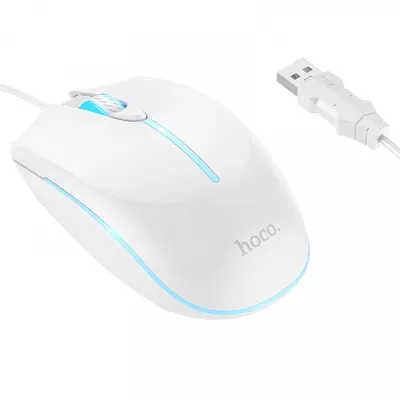 Mouse Gaming Wired USB HOCO GM37, RGB, 2400DPI, Alb