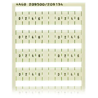 WSB marking card; as card; MARKED; 0, 2, 4, 6, , , 0, 2, 4, 6, 3, 5, 7, , ,1, 3, 5, 7; not stretchable; Horizontal marking; snap-on type; white
