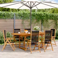 Gossi set mobilier de gradina 7 piese polipropilena neagra/lemn masiv