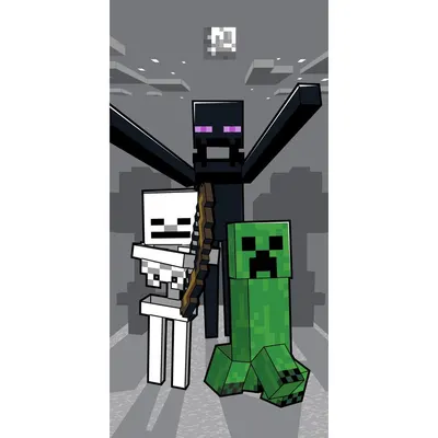 Prosop pentru copii gri din bumbac 70x140 cm Minecraft "Mob Attack" – Jerry Fabrics