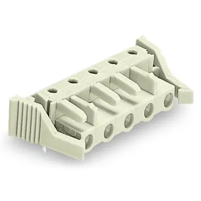 THT female header; 0.6 x 1.0 mm solder pin; angled; 100% protected against mismating; Locking lever; Pin spacing 7.5 mm; 8-pole; light gray